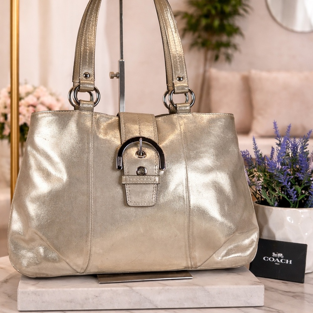 Coach F18751 Soho Metallic Gold Shimmery‎ Hand Shoulder Bag Tote Purse Sparkly